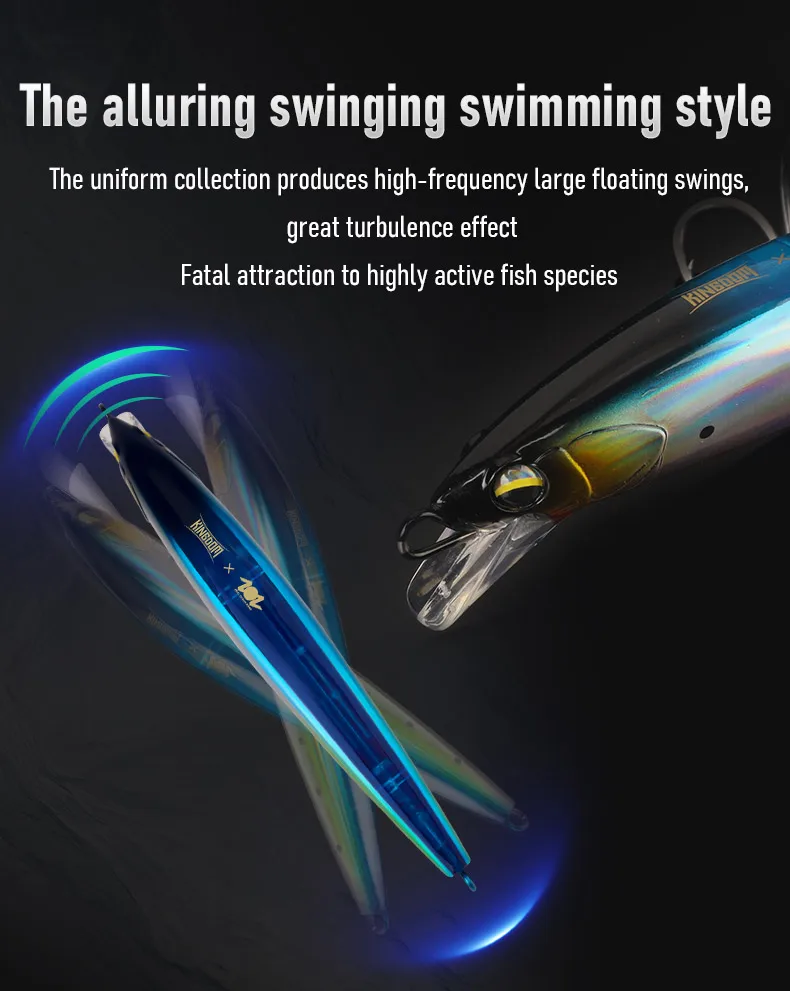 KINGDOM Sinking Minnow Angelköder, 38 g, 140 mm, Salzwasser-Langwurf-Angelköder, künstlicher harter Seebait für Ozean, Seebarsch – Detail 3