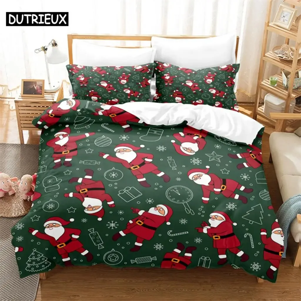 Cartoon Santa Claus Bedding Set Duvet Cover Set 3d Bedding Digital Printing Bed Linen Queen Size Bedding Set Fashion Design