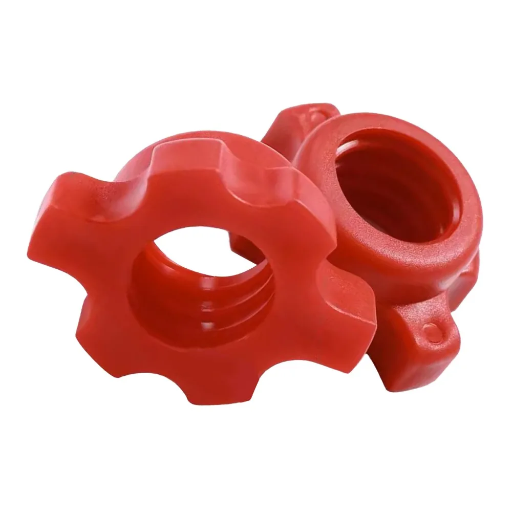 4pcs Weightlifting Red Dumbbell Nuts Easy Operation Hex Fixing Spinlock Collar Anti Slip Barbell Screw Weight Training