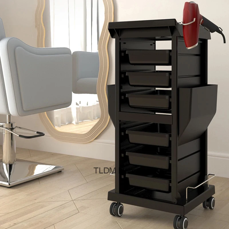 

Nordic Simple Salon Trolley Hairdressing Shop Auxiliary Car with Wheels Multi-functional Salon Furniture Barber Shop Tool Cart