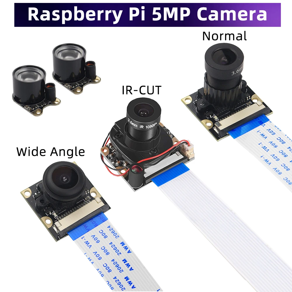 Kamera Raspberry Pi 4 5 MP Night Vision 1080P Opcjonalna szerokokątna kamera typu rybie oko IR-CUT FF AF dla Raspberry Pi 4B 3B+ 3B Zero