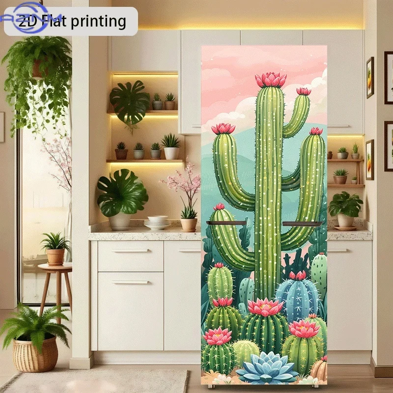 of 'Cactus Blooming Red Flower' Themed Design Wall Sticker, Self-Adhesive Wallpaper Suitable for Cabinets And Wardrobes, Moder