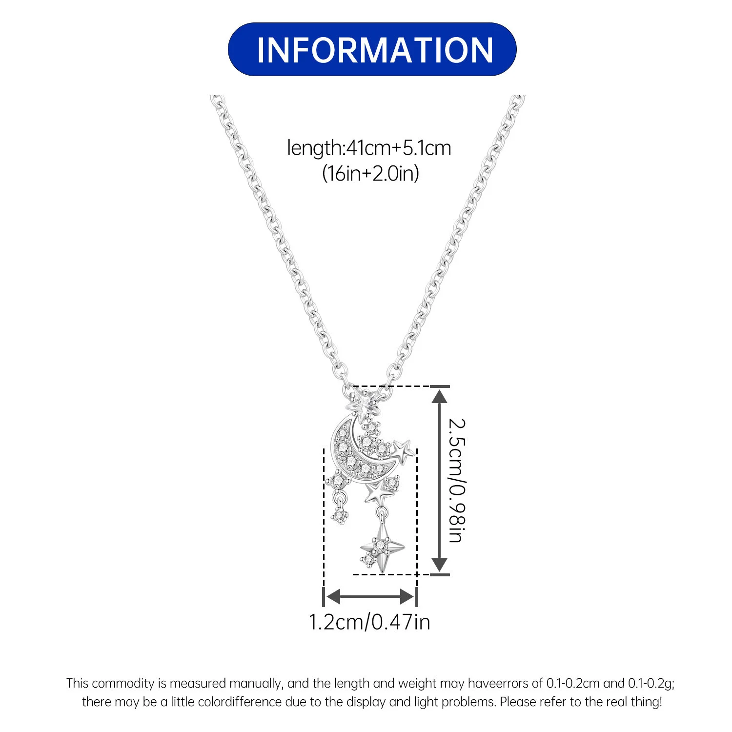 Orstarry S925 Sterling Silber Stern Blauer Mond Sonne Halskette für Frauen Geburtstag Originelle Geschenke Mode Feiner Schmuck – Detail 12