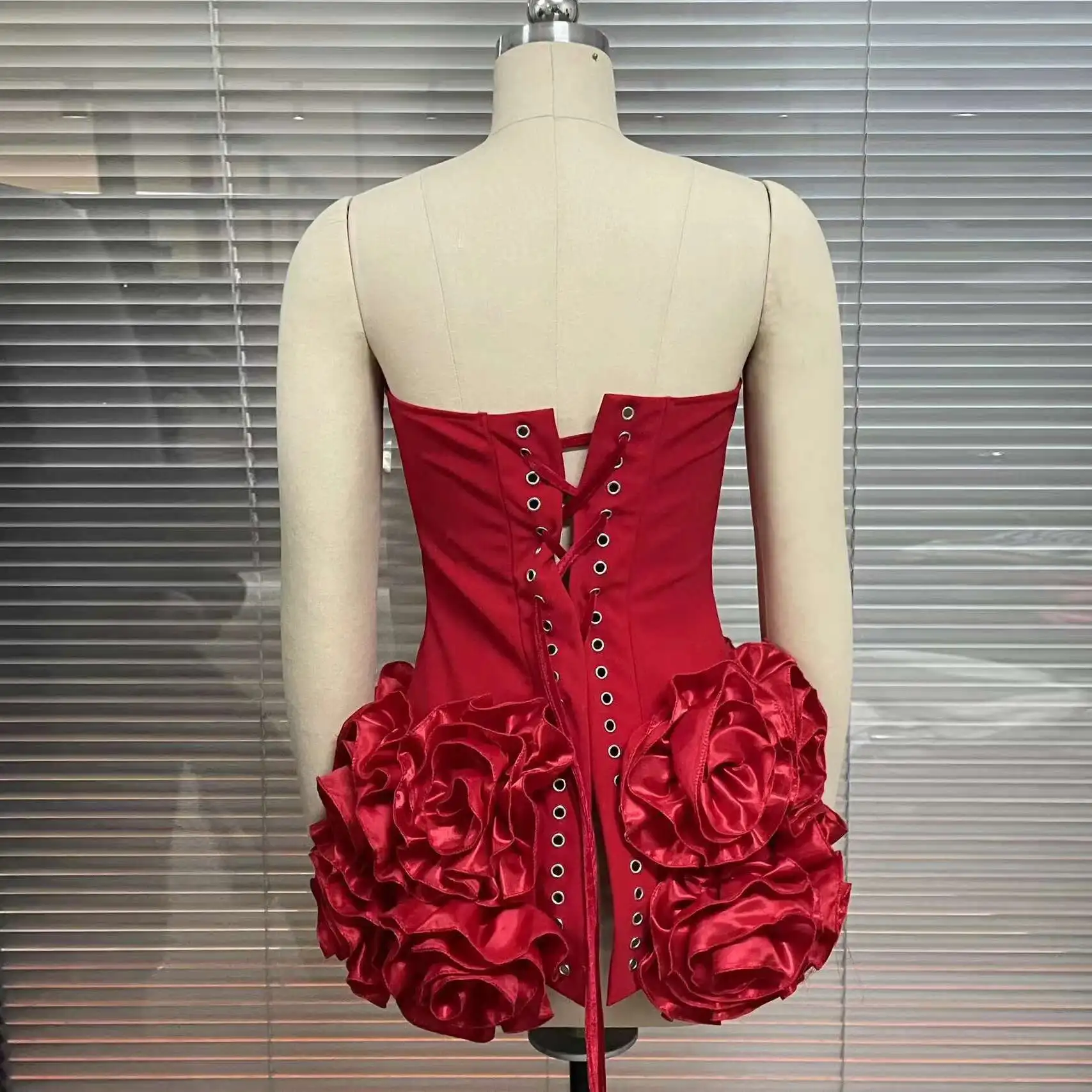 Sexy Flower Bandage Evening Club Party Dresses Women 2025 Summer Autumn Robe Off Shoulder Backless Bodycon Mini Short Dress Red