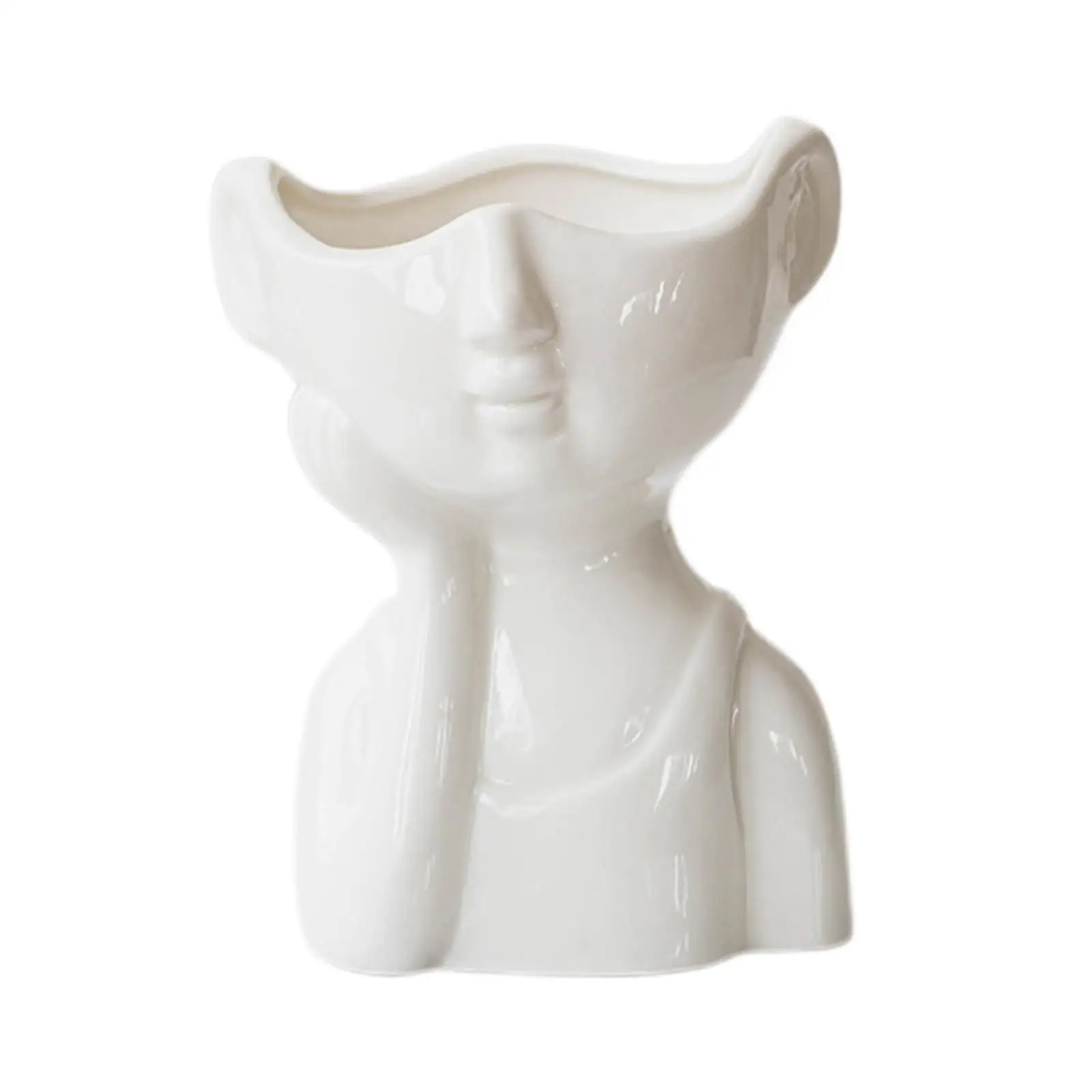 Flower Pot Sculpture Pot Human Head for Table Home Decoration