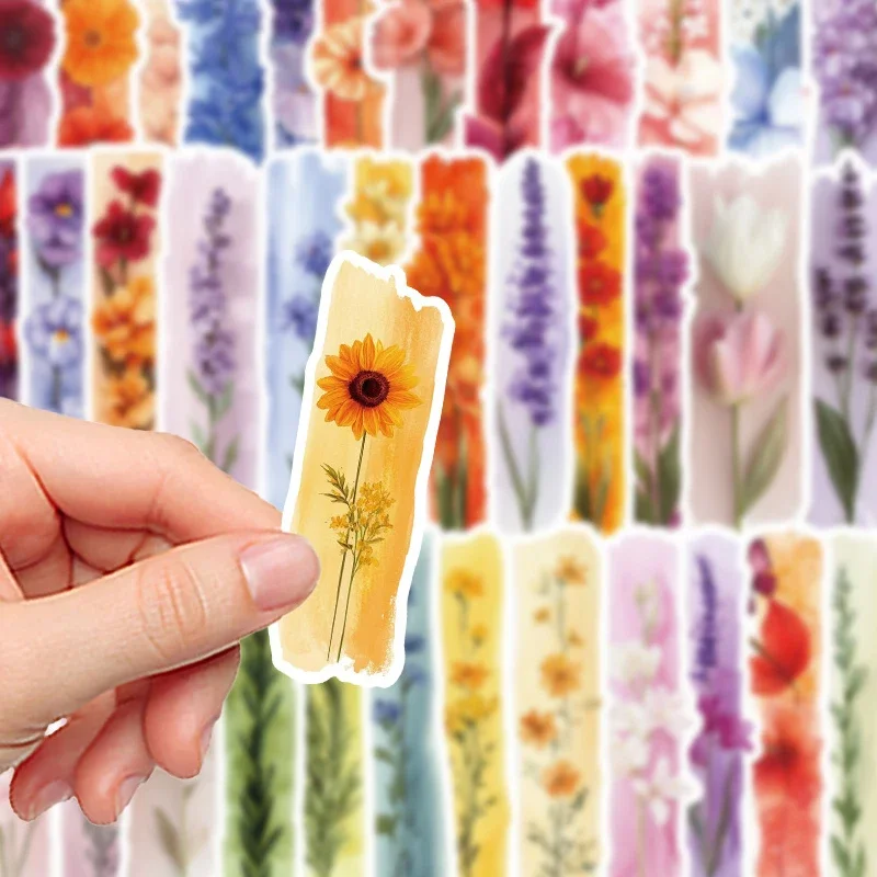 50PCS Watercolor Plant Flowers Brushstrokes Creative Stickers Decorative Envelope Skateboard Guitar Colorful Decals Kid Toy Gift