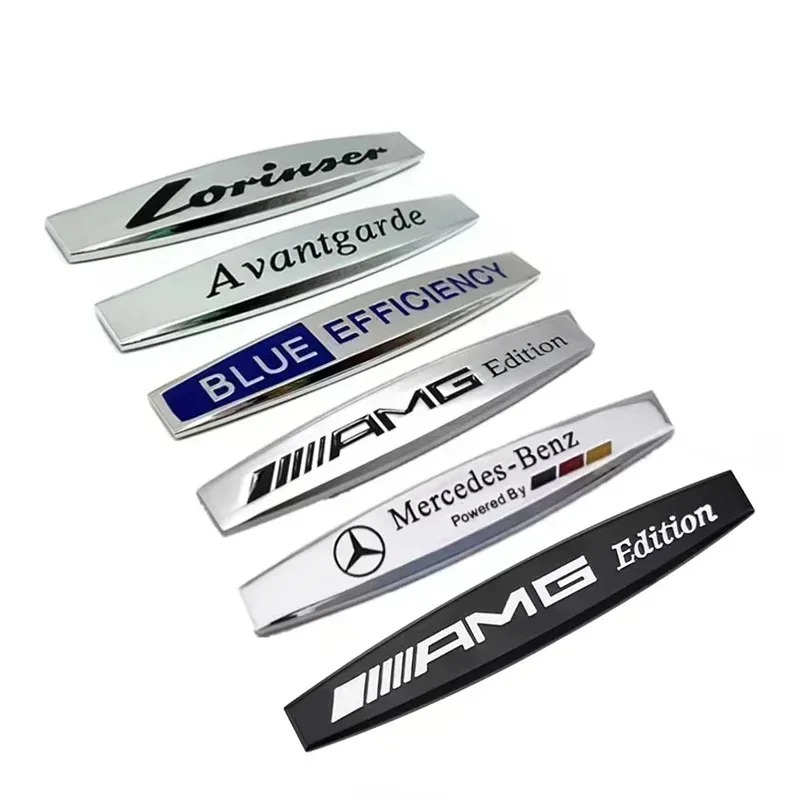 2pcs 3D AMG Edition Metal Logo Car Fender Badge Sticker For Benz Lorinser Avantgarde Emblem Auto Decal Decorative Accessories