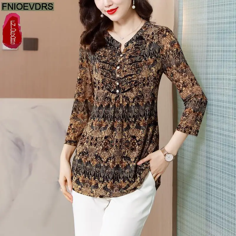 L-2XL 2023 Women Summer Hot Elegant Office Lady Work Button Shirt Casual Floral Print Tunic Peplum Tops And Blouses