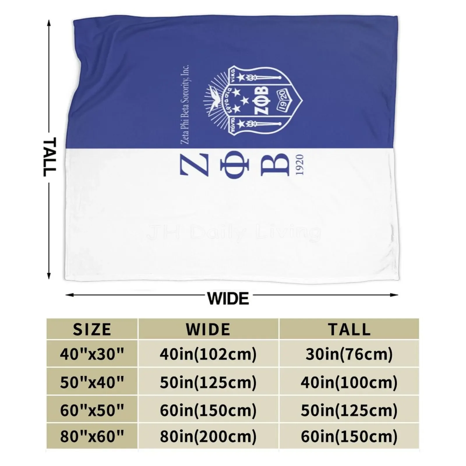 Zeta Phi Beta Couverture en Peluche Douce et Moelleuse, Cadeaux de Sororité, Goutte Légère, Sourire, Couvertures pour Lit, Canapé, Canapé, Salon