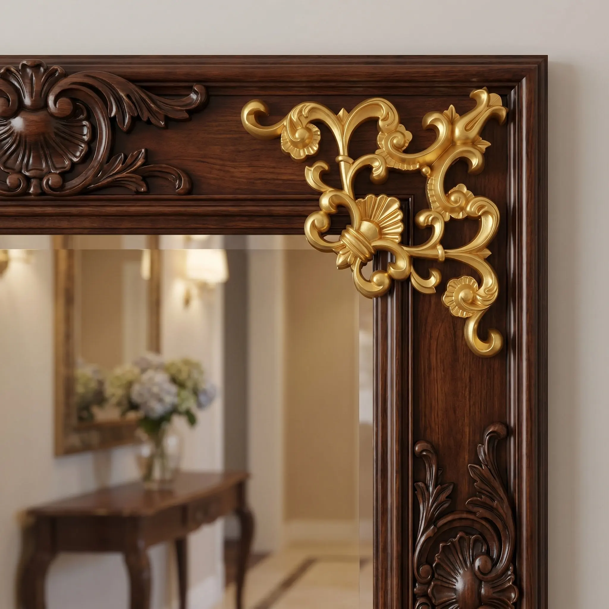 4Pcs PVC Trim Molding Corner Appliques Carved Onlay Decorative Flower Panel Ceiling Wall Corner Trim Molding for Cabinets Doors