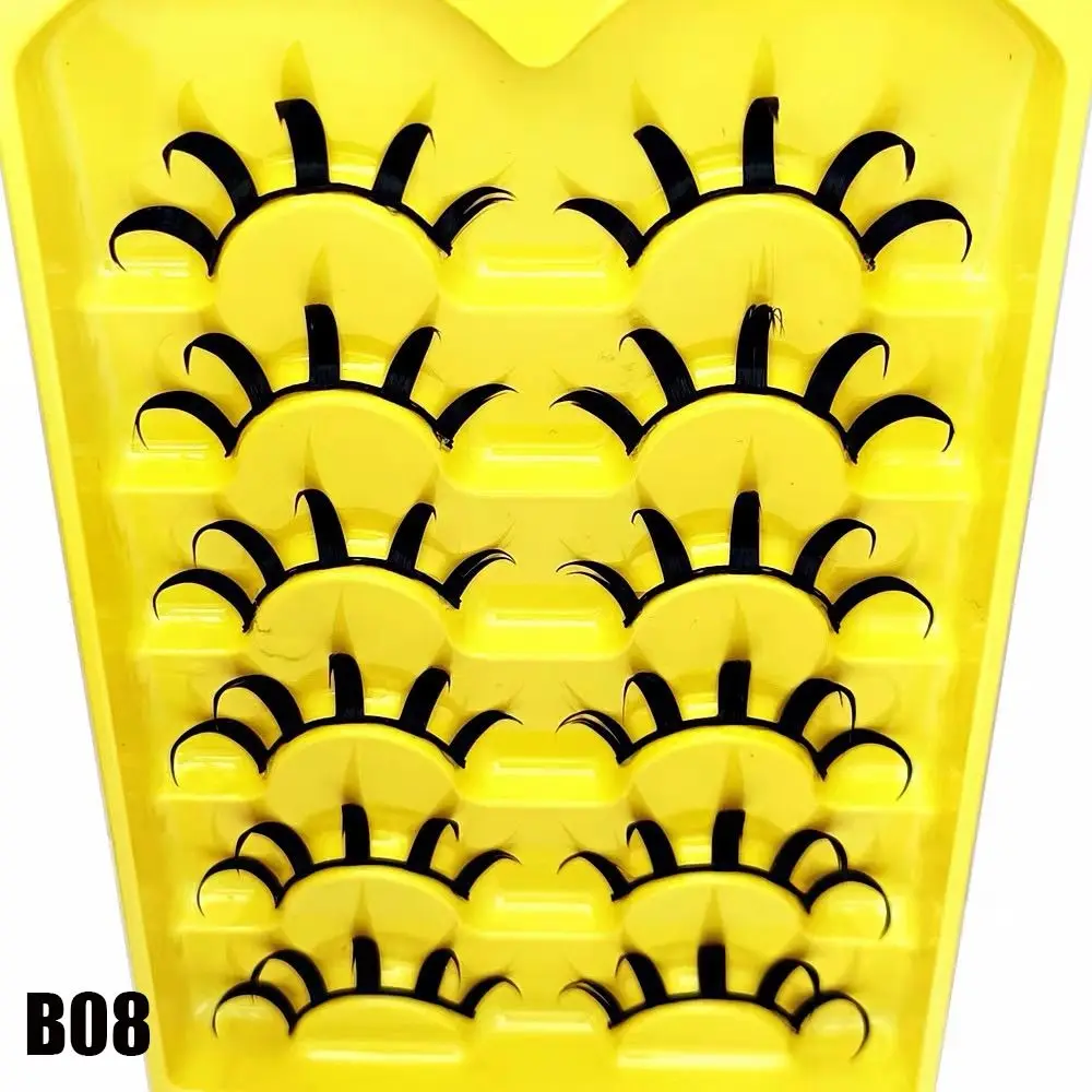 6 ペアうっすらふわふわつけまつげドラマチック厚いロング 3D フェイクミンクまつげ手作りクラフトソフトバンドタイまつげ