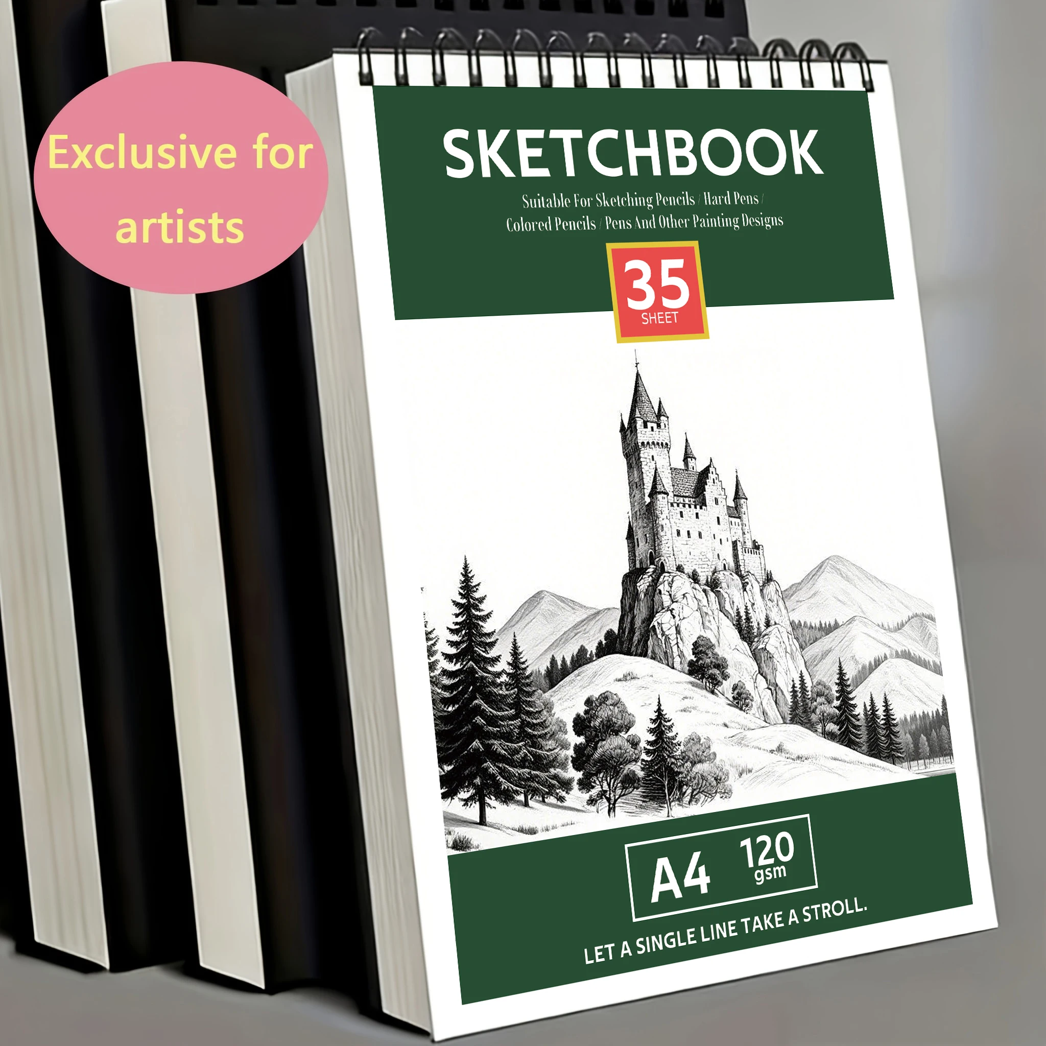 

Книга для рисования в спиральном переплете, 35 листов — пустая книга для рисования по 120 Г/м2 | Эксклюзивный блокнот Artist для карандашей для рисования, цветные карандаши