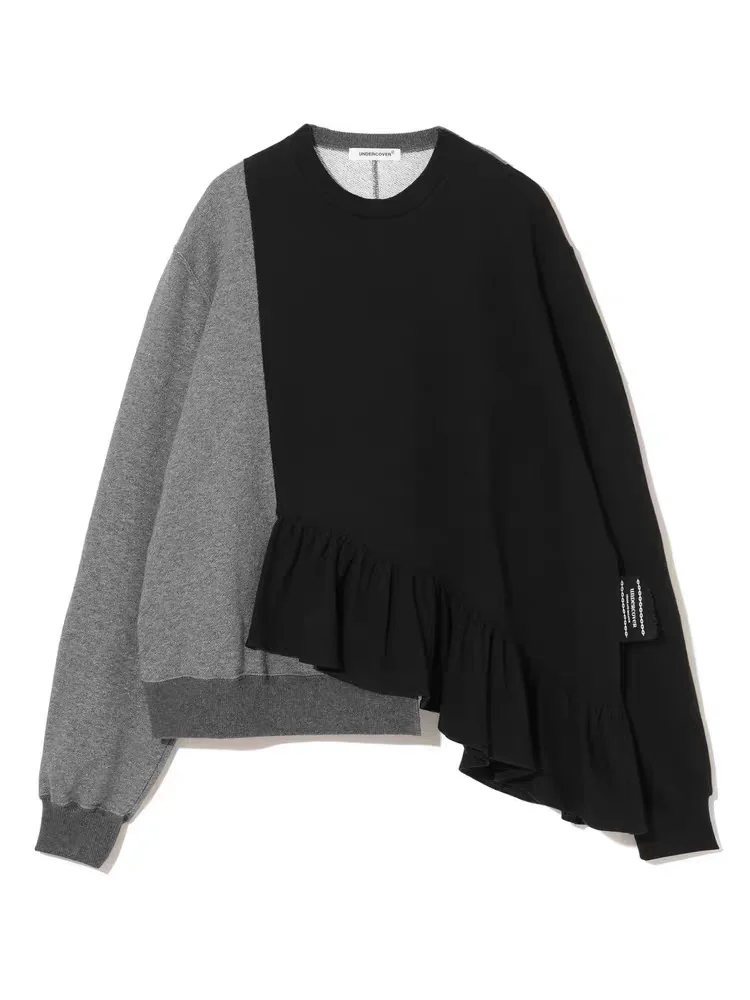 

Хлопковый свитер с кружевной отделкой, свободный крой, повседневная женская одежда, длинный рукав, круглый вырез, пуловер, весенний сезон, стандартная длина