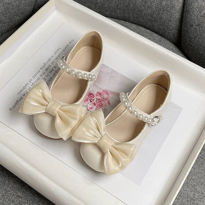 Fashion Baby Girl Princess Leather Toddler Child Teen Bow Pearl Shoes Soft Bottom Shoes Spring Autumn Summer Baby Shoes