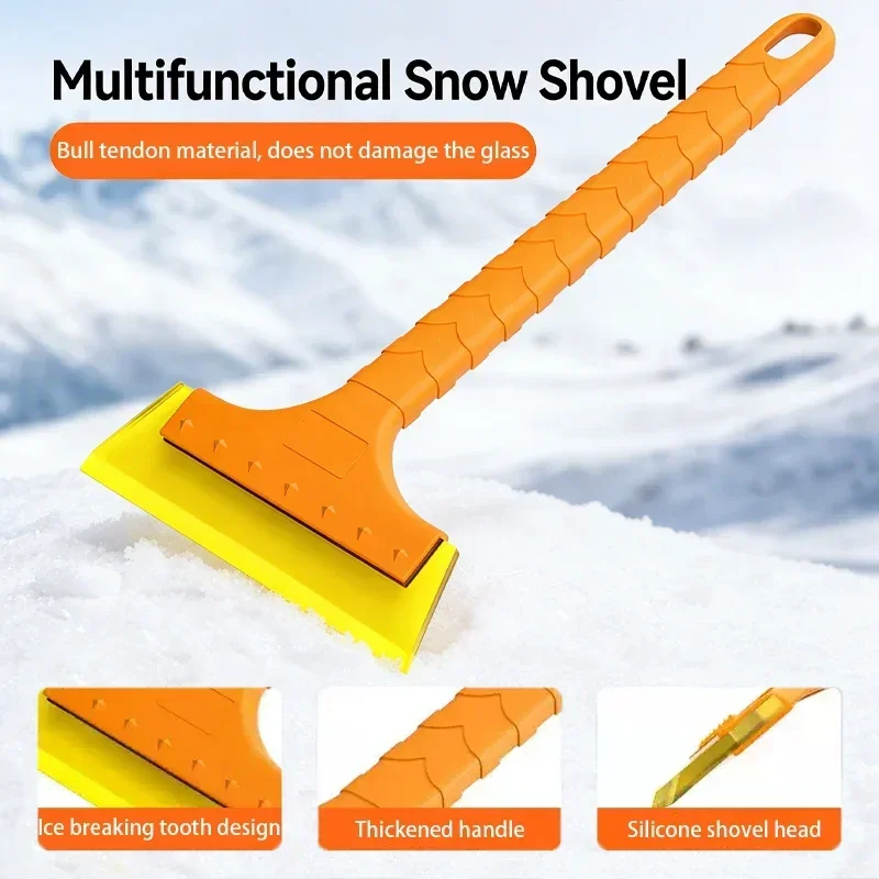 Silicone Cow Tendon Snow Shovel for Snow Removal, Multifunctional Snow Scraper for Automobiles, and Snow Brush for Cleaning