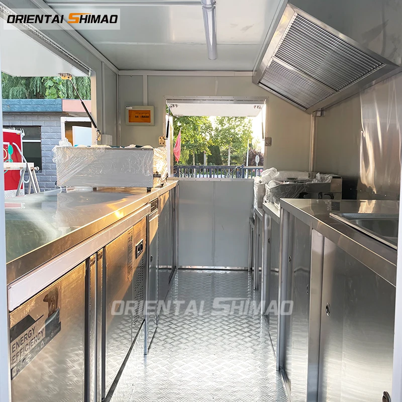 Oriental Shimao Black 11.5ft Mobile Food Truck   Fast Crepe Concession Trailer with Extension for Small Business
