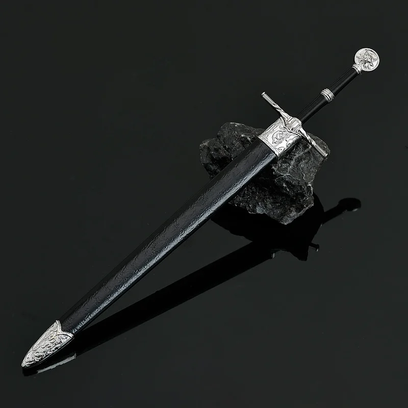 22cm Witcher Geralt White Wolf Sword All Metal Sheathed Knife Toy Model Game Ornament Medieval Sword Katana Collection