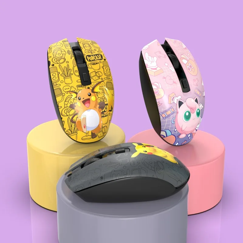

Беспроводная Bluetooth-мышь с изображением покемонов, двухрежимная бесшумная мышь с рисунком Пикачу, аниме для ноутбука Mac, настольного компьютера