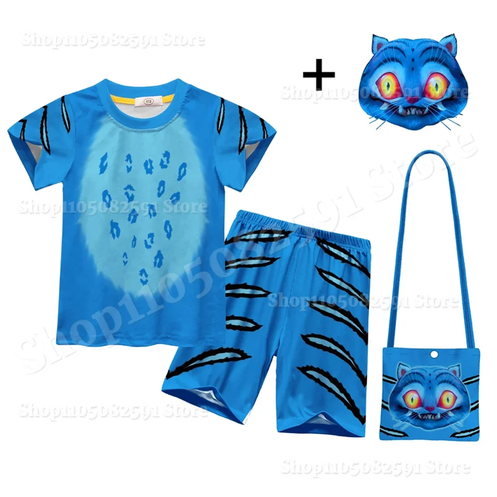 K-Pop Tiger Cosplay Demon Hunters Costume Kid Felpa con cappuccio Pantaloni Set Halloween Blue Tiger Cartoon Abiti Giacca Anime Top Felpa