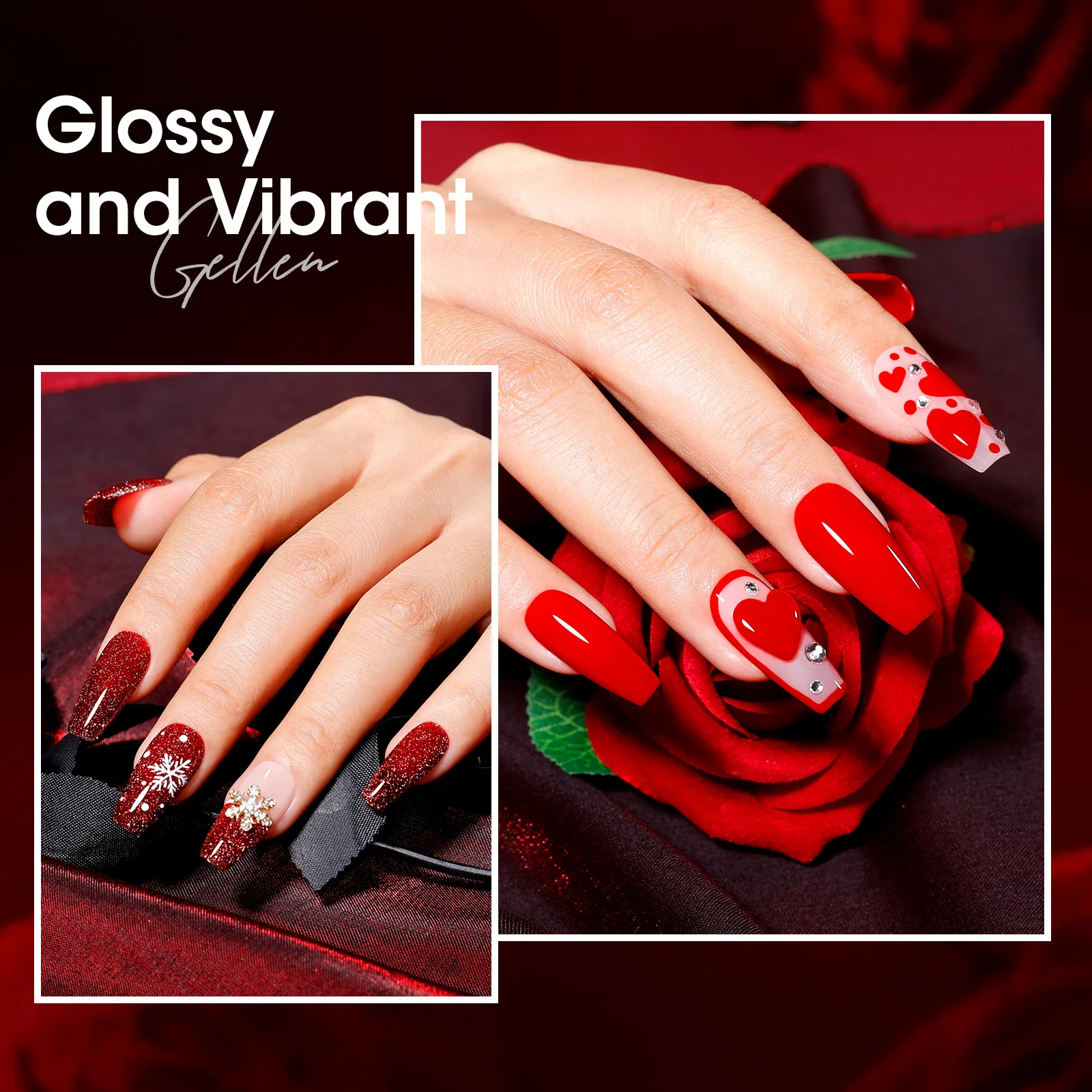 GELLEN جيل للأظافر مجموعة طلاء الأظافر بورجوندي الأحمر 6 قطعة بريق الألوان نقع قبالة هلام للمنزل لتقوم بها بنفسك هلام هلام البولندية مانيكير الأظافر الديكور #3