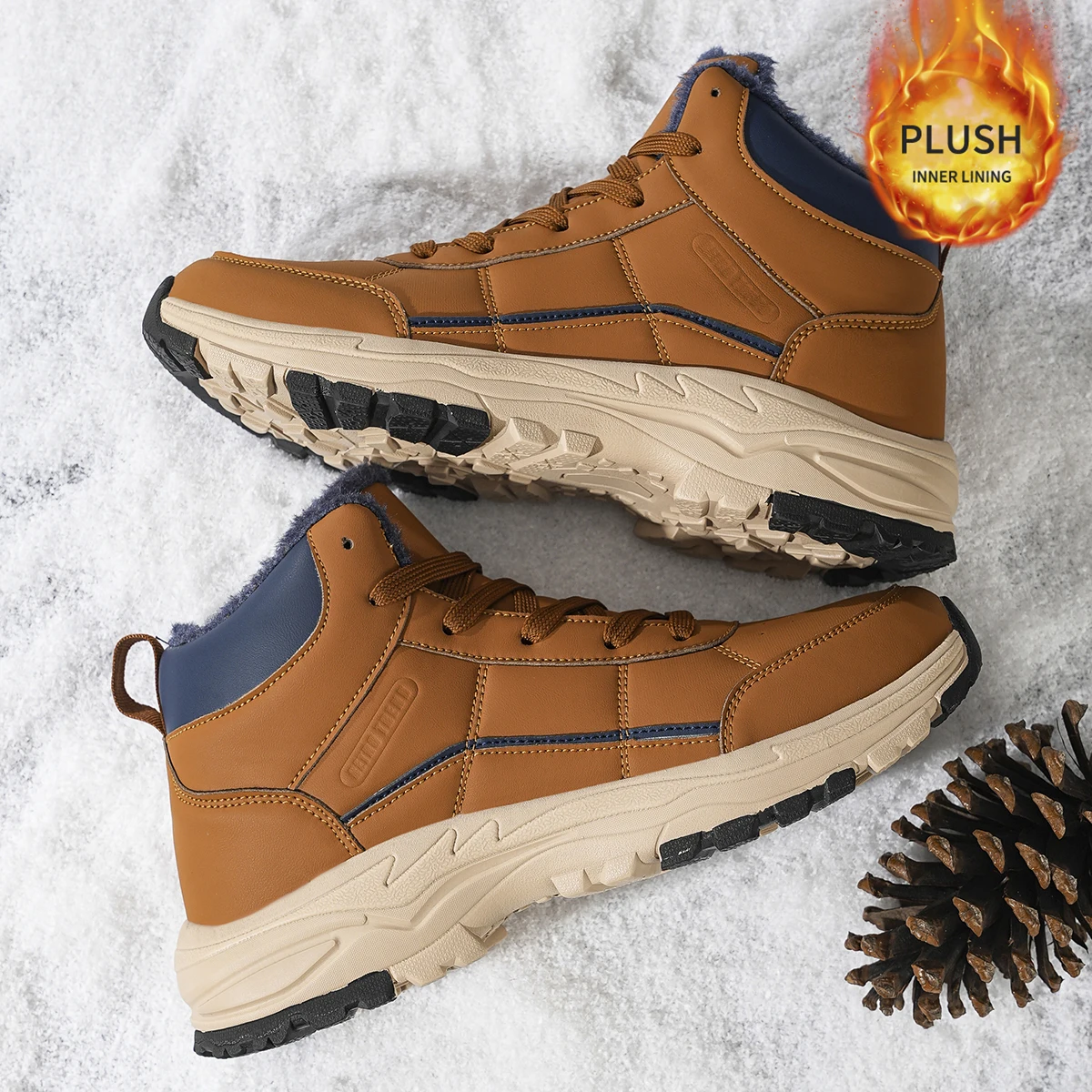 Herren-Sportschuhe in großen Größen mit Plüsch-Innenfutter, Outdoor-Wanderschuhe, bequeme, lässige, modische Trainingsschuhe für Paare – Detail 1