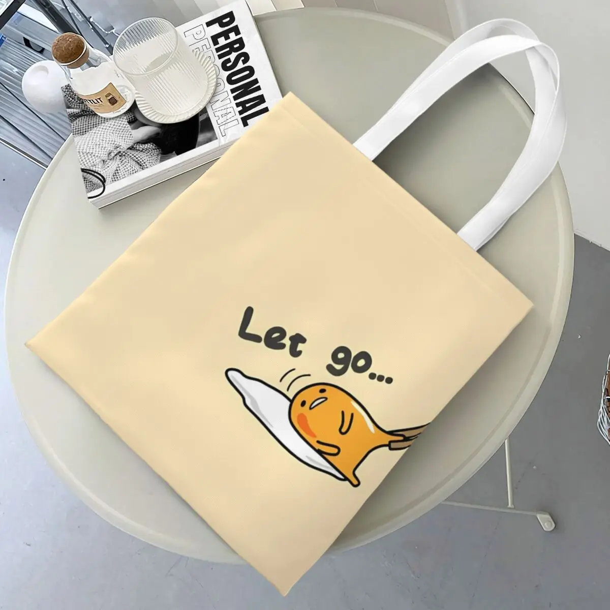 Gudetama Chopsticks Canvas Tote Bag Aesthetic Large Capacity Fashion Bag for Women Men