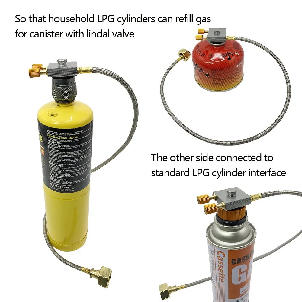 Europe Outdoor Cylinder Filling Adapter Camping Gas Tank Refill Adapter Gas Stove Furnace Connector with Pressure Relief Valve