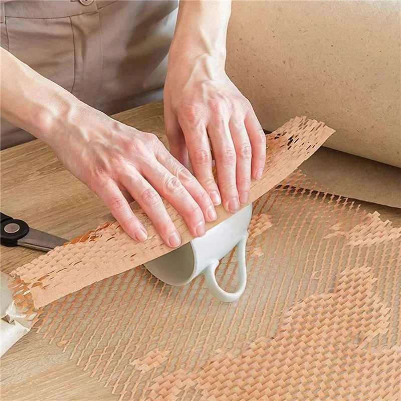 3 Roll Recycled Packing Paper 12Inch X 33FT Eco Honeycomb Paper For Moving Packaging Wrap Recyclable Cushion Material