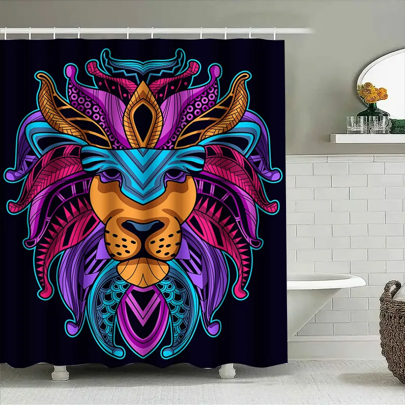 

Tuniu красочное лицо льва декоративная занавеска для душа психоделическое искусство декор для ванной комнаты уникальная настенная занавеска для душа