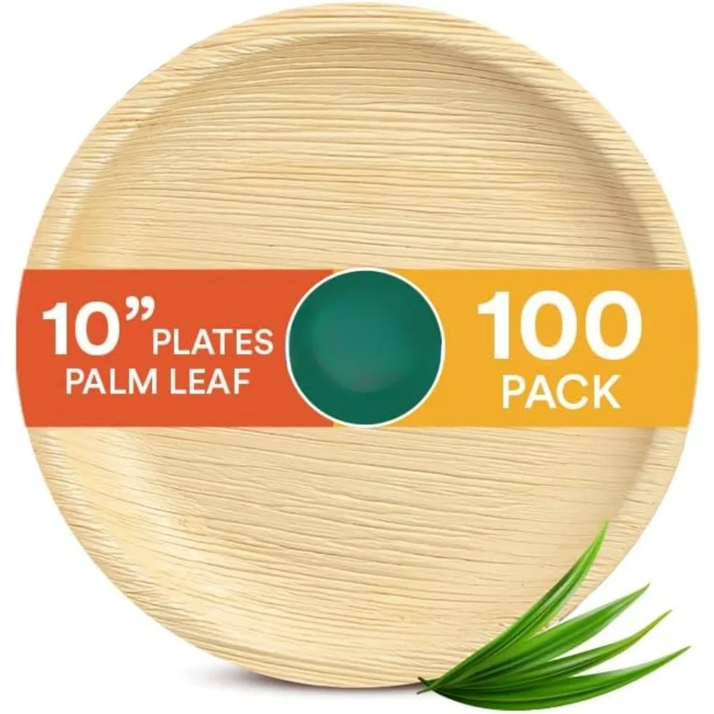 

Compostable 10 Inch Palm Leaf Square Plates (50 Count) Like Bamboo Plates | Biodegradable | Eco-Friendly, Microwave & O