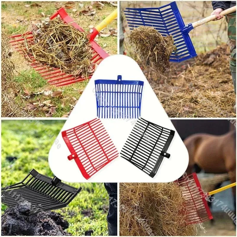 Heavy Duty Horse Manure Fork Large Stable Pitchfork Garden Rake Tool for Barn Cleaning Livestock Waste Removal