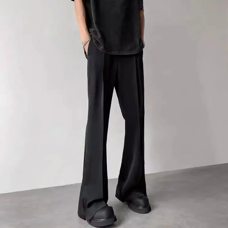 

High Waist Man Suits Pants Bell Mouth Tight Fluid Luxury Korean Style Clothes Fashion Designer Quality Up Suit Trousers for Men