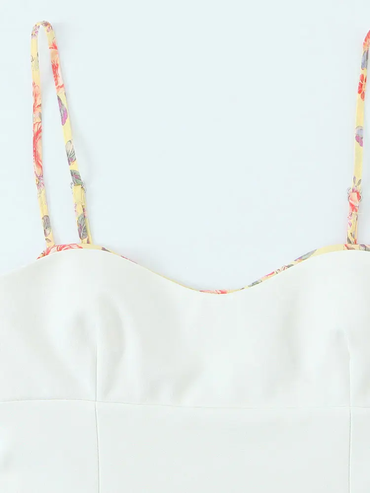 Chic Casual Women Tops Printed Splicing Backless Sleeveless Vest Fashion 2025 Spring Summer Holiday Tops