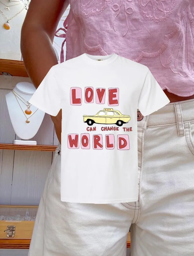 

Футболка «Любовь может изменить мир» подходит для всех сезонов, стильная одежда, унисекс, оверсайз, уличная мода, трендовая одежда для пар, Y2k