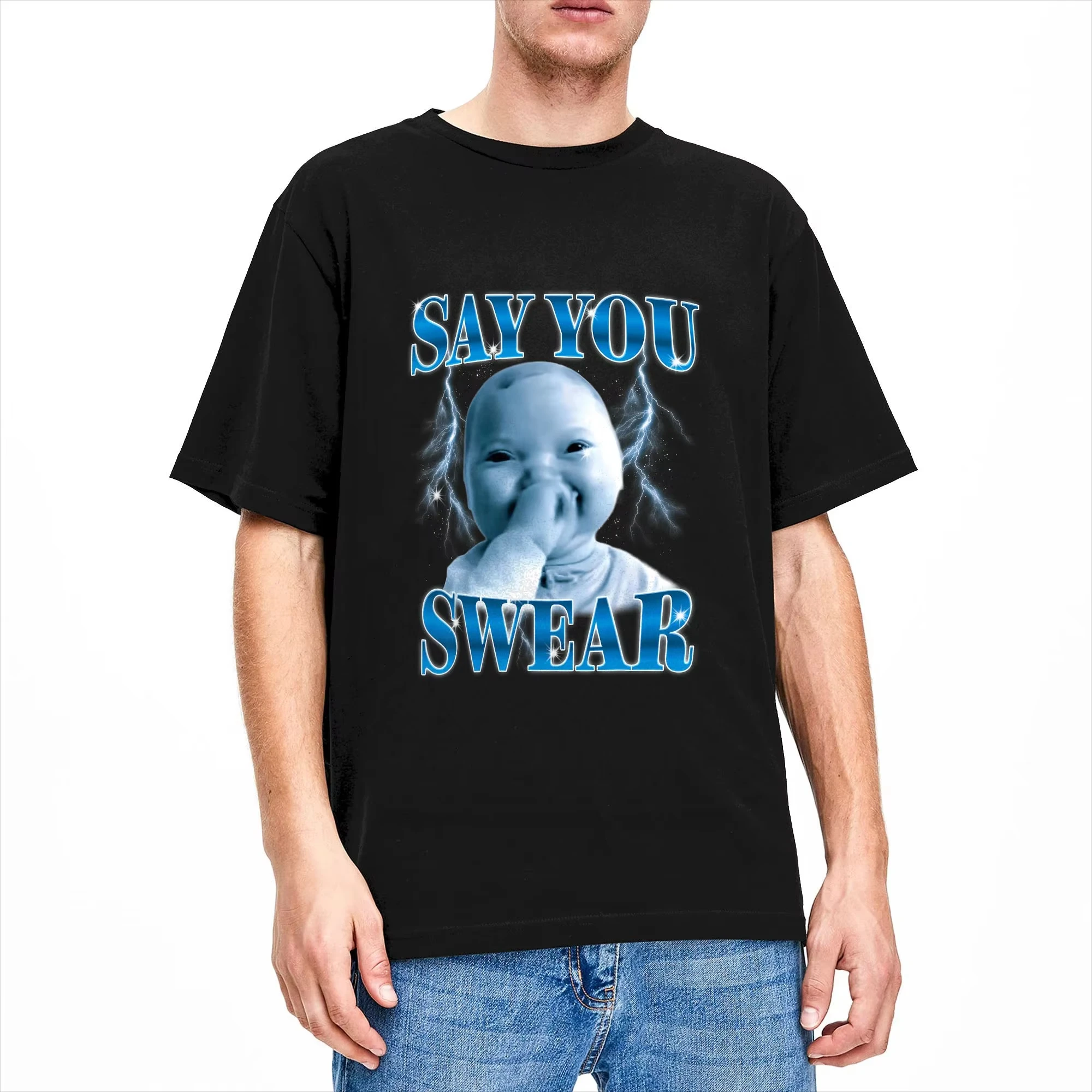 Men Funny Niche Baby gen z Meme ai Viral Giggling AI Laughing T Shirts 100 Cotton Top Tees Beach Funny Short-Sleeved T Shirt