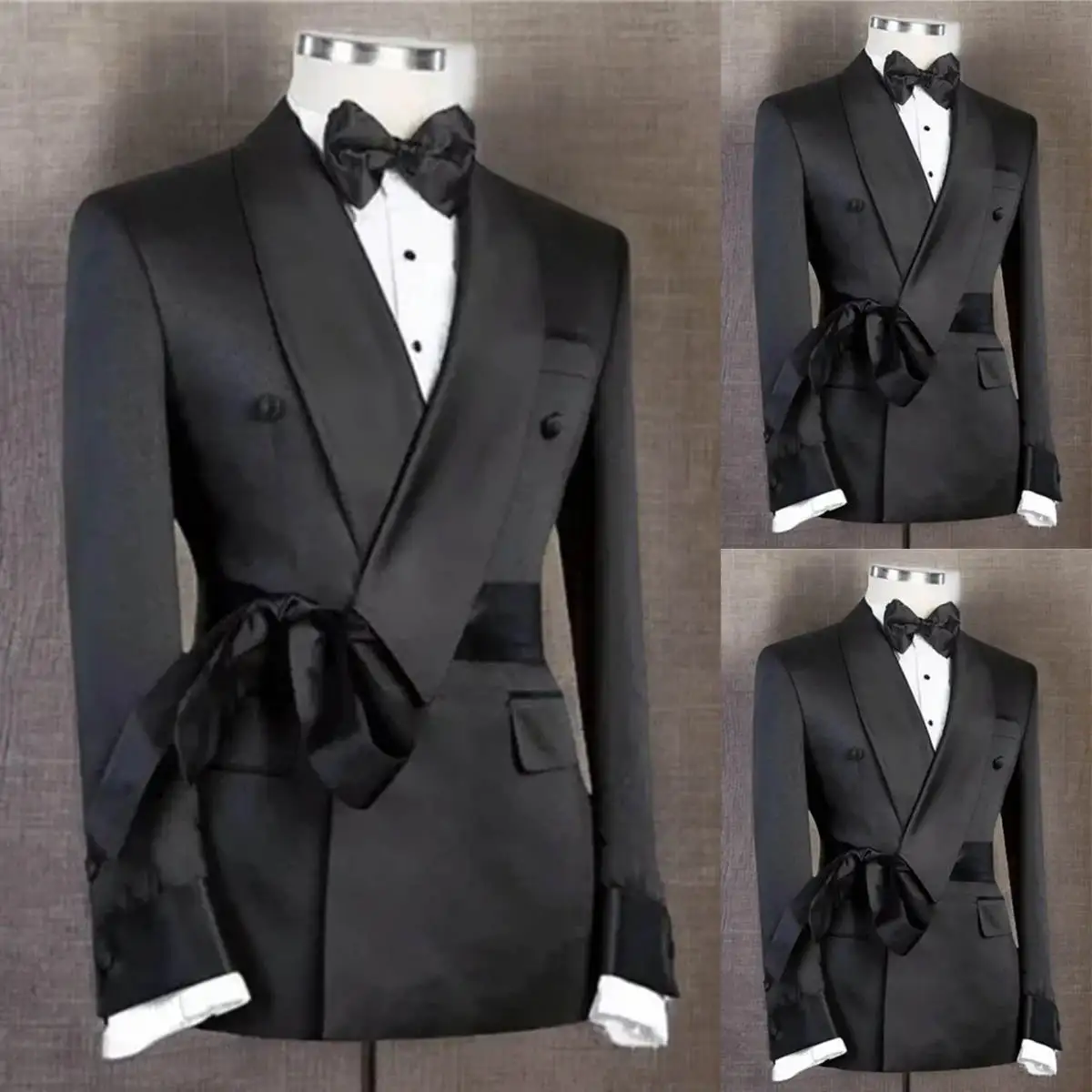 Classic Black Wedding Tuxedos 1 Piece Set Jacket Drawstring Men Suit Shawl Lapel Fashion Style Party Suits Customized