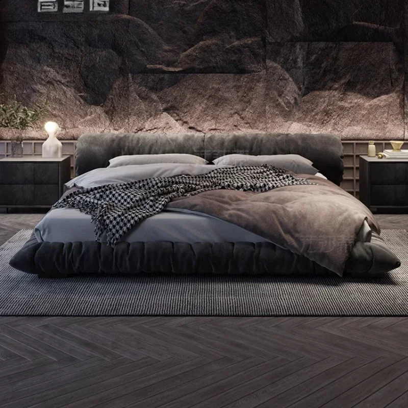 حار بيع مسند الظهر لحاف سرير مزدوج مقاوم للماء فاخر رمادي كبير خشبي الملك الحجم سرير غرفة نوم الكبار