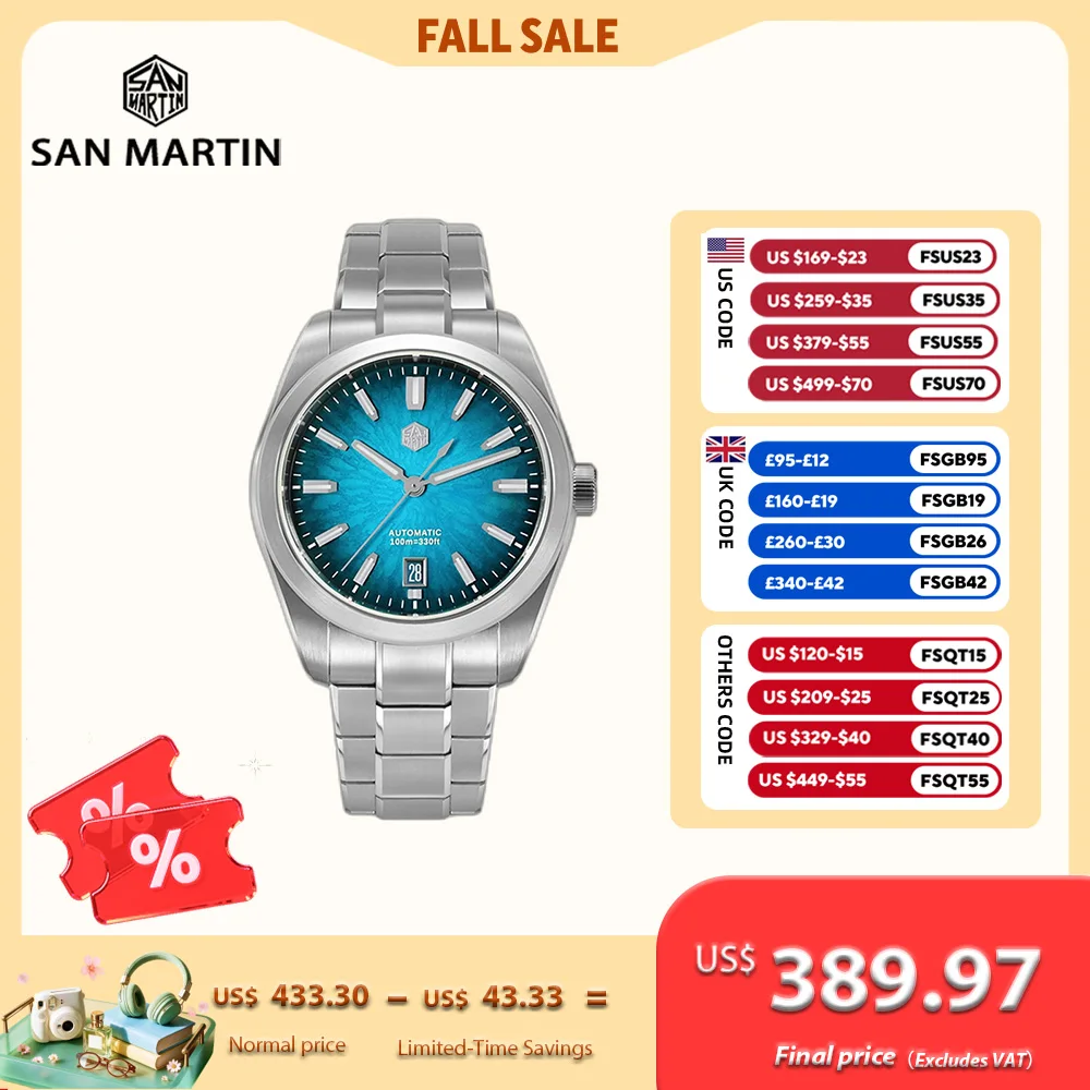 San Martin 36/39/42mm JianZhan Watches For Men GADA Miyota 9015 Automatic Wristwatch BGW-X1 Swim Waterproof Relojes SN0144GS/X/L