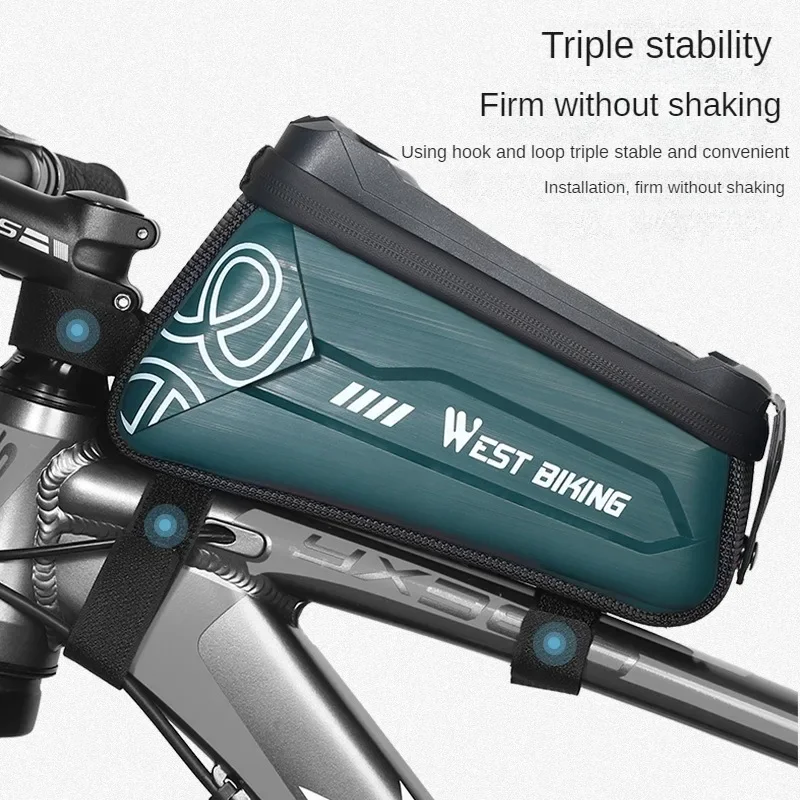 

WEST BIKING Bicycle Bag 2.5L Large Capacity Front Bag Hard Shell Front Beam Bag Mobile Phone Touch Screen Upper Tube Bag