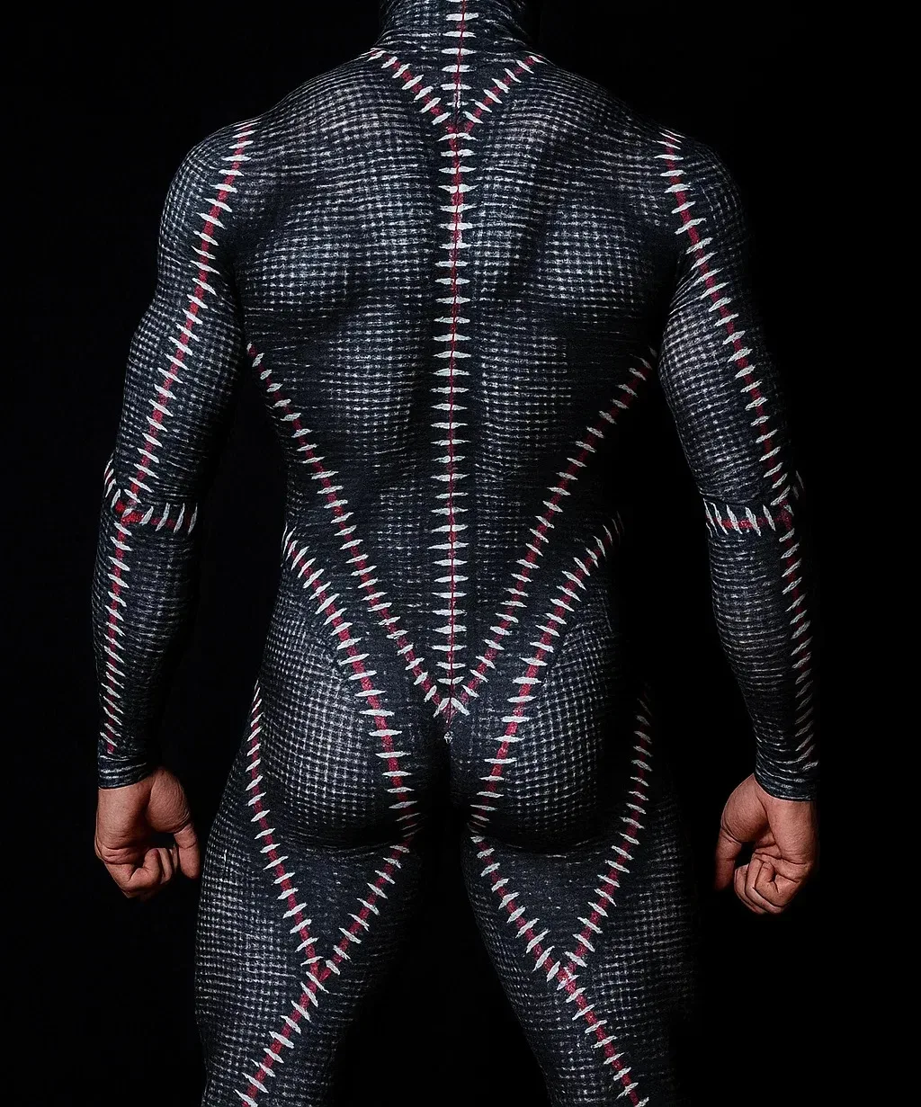 Herren Punk Muskel-Jumpsuit Rüstung Coole Bedruckte Cosplay-Kostüm Halloween-Aufführung Zentai-Anzug Karneval Bühnenoutfit 2026 – Detail 9