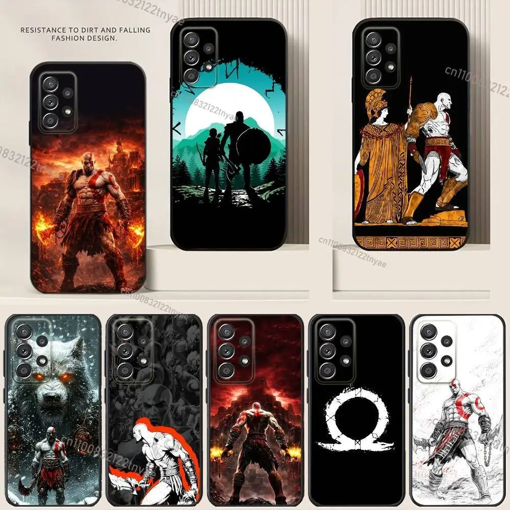 Coque de téléphone noire en silicone souple TPU, pour Samsung S24,21,22,23,30,Ultra,20,Plus,Note,10,9,G-God OF War K-Kratos