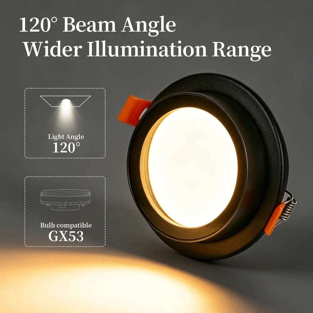 GX53 Ceiling Spot Lamp Fixture AC85-265V Recessed and Surface Mounted Waterproof Downlight bedroom Indoor Home Corridor