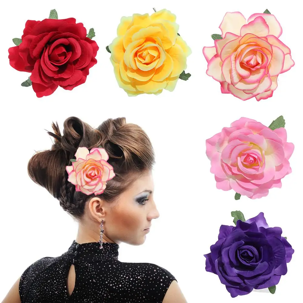 Party Women Bridesmaid Rose Flower Hairpin Brooch Hair Clip Wedding