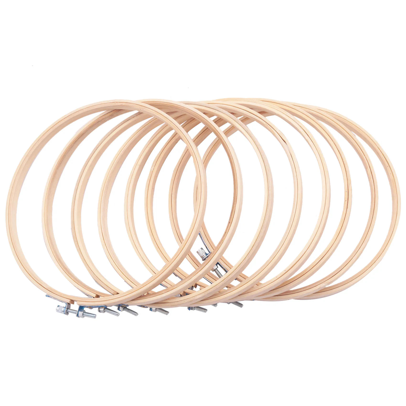 ABNQ 8 Pieces 8 Inch Wooden Round Embroidery Hoops Adjustable Bamboo Circle Hoop Ring Bulk Wholesale for Art Craft Handy Sewing