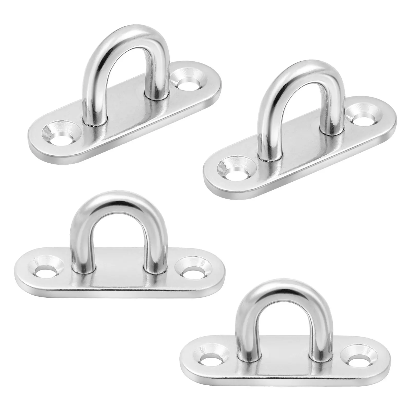 Stainless Steel Plate Staple Hook 4Pcs U Shaped Screws Mount Hanger Ring Loop for Load Support