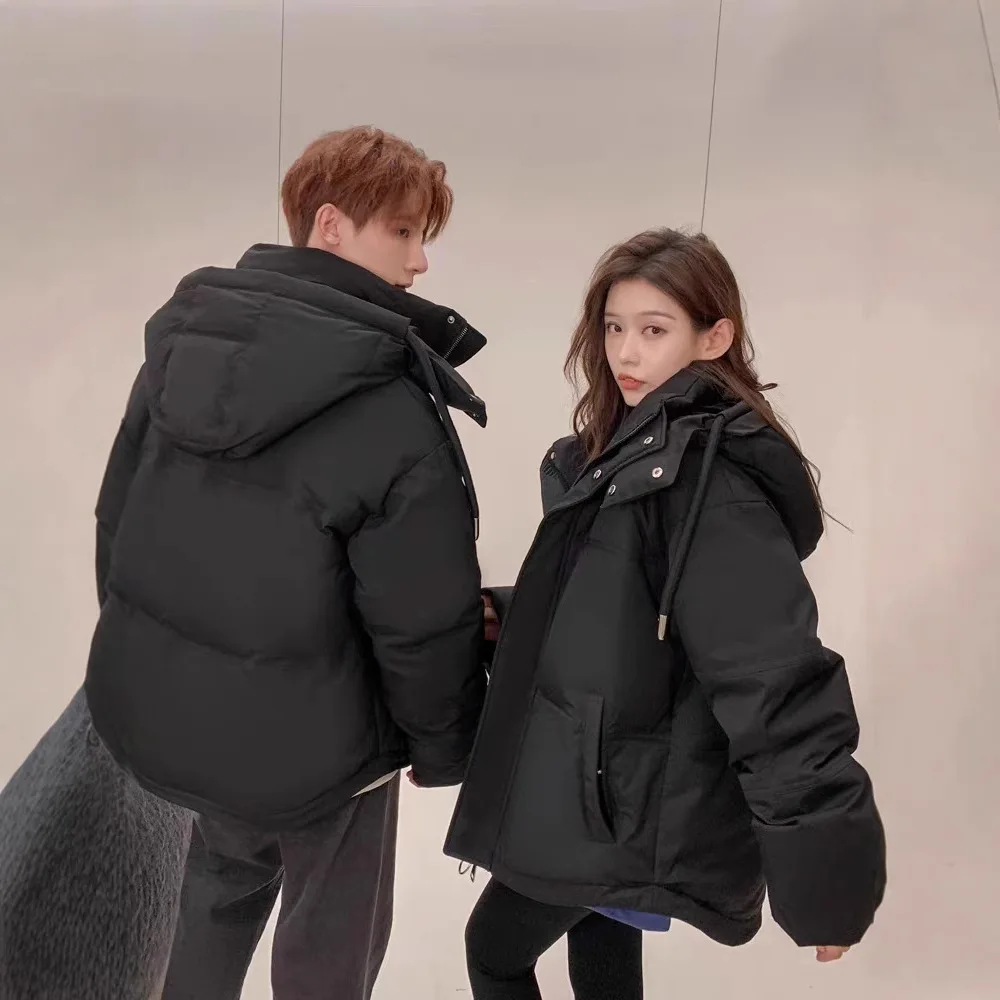 Winter thick hooded down jacket couple's bread jacket