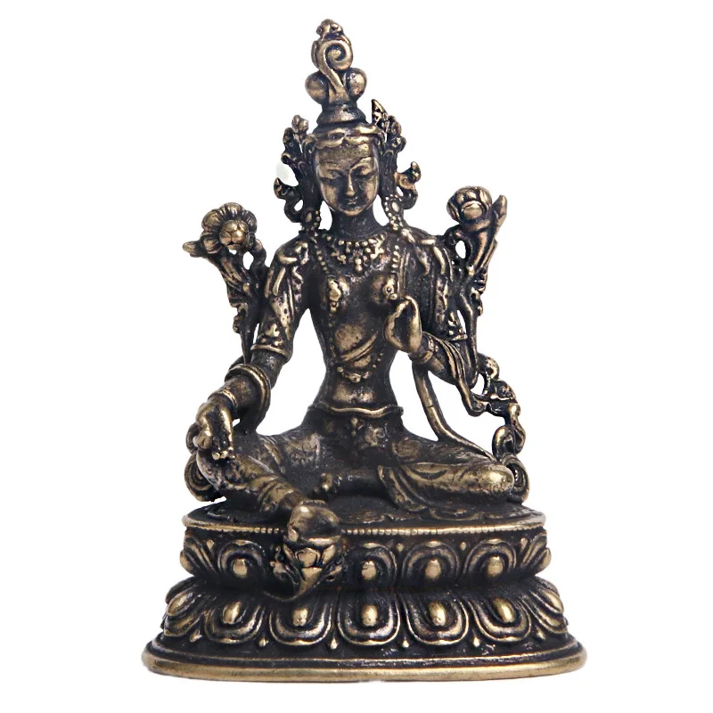 Brass Buddha Statue Tabletop Ornament Miniatures Tibetan Buddha Statues Figurines Home Desk Decorationdesk Accessories