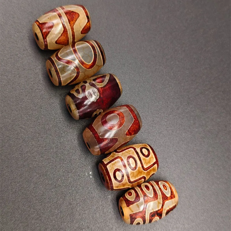 2Pcs Vintage Natural Stone Beads Tibetan Dzi Agate Beads Loose Spacer Beads Charms for DIY Necklace Bracelet Jewelry Making