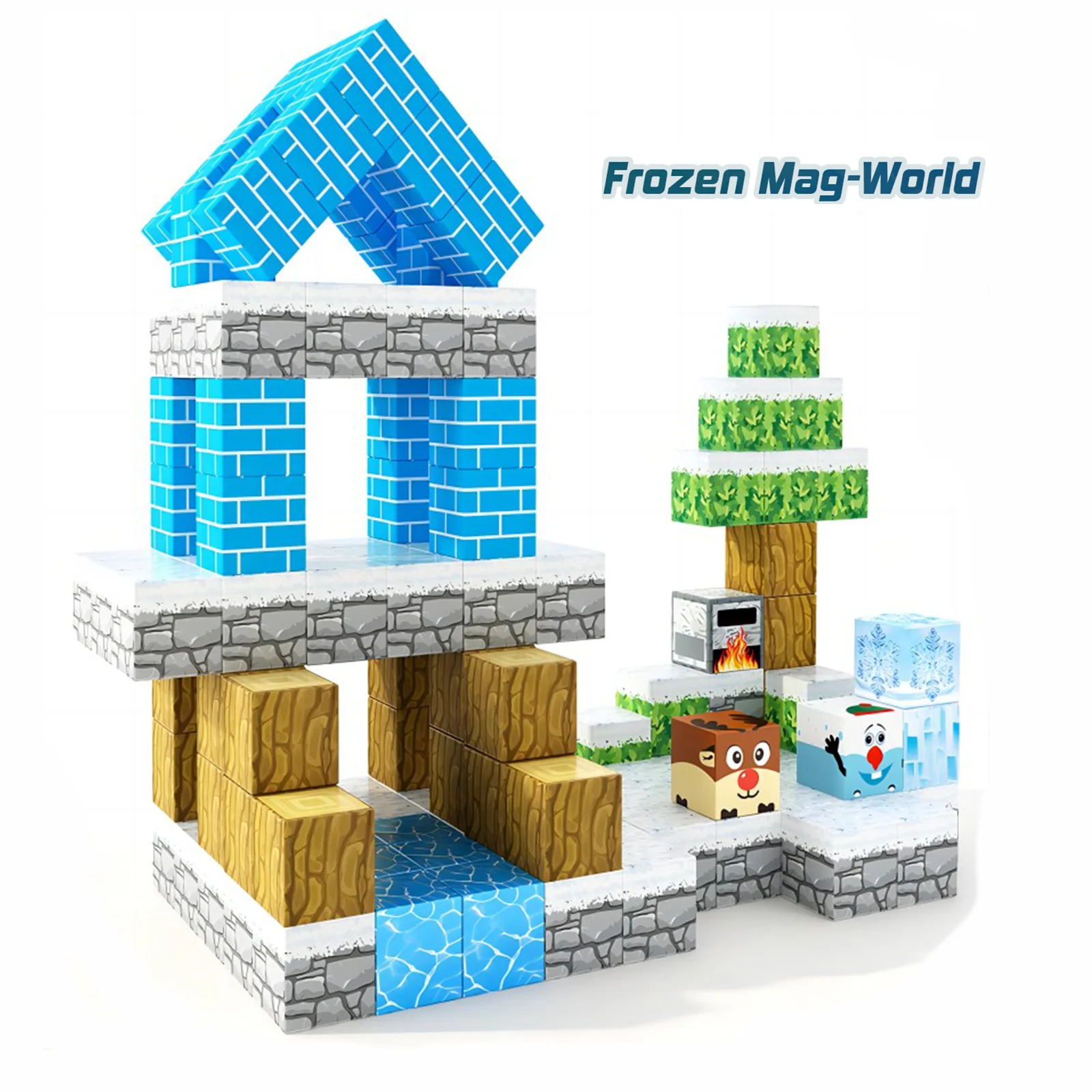 

Магнитные блоки Ice Snowy World Edition STEM обучающие игрушки для детей, креативный сенсорный набор и подарок на день рождения и Рождество