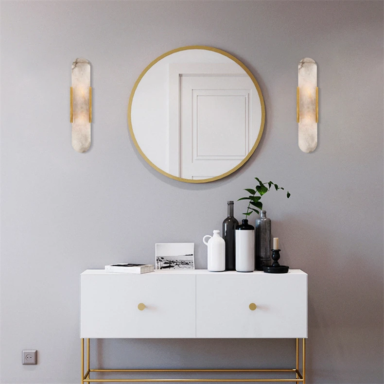 Nordic Modern High-End Marble Bedroom Bedside Lamps Living Room Wall Lighting Elegant Room Decor Marble Interior Wall Led Lights